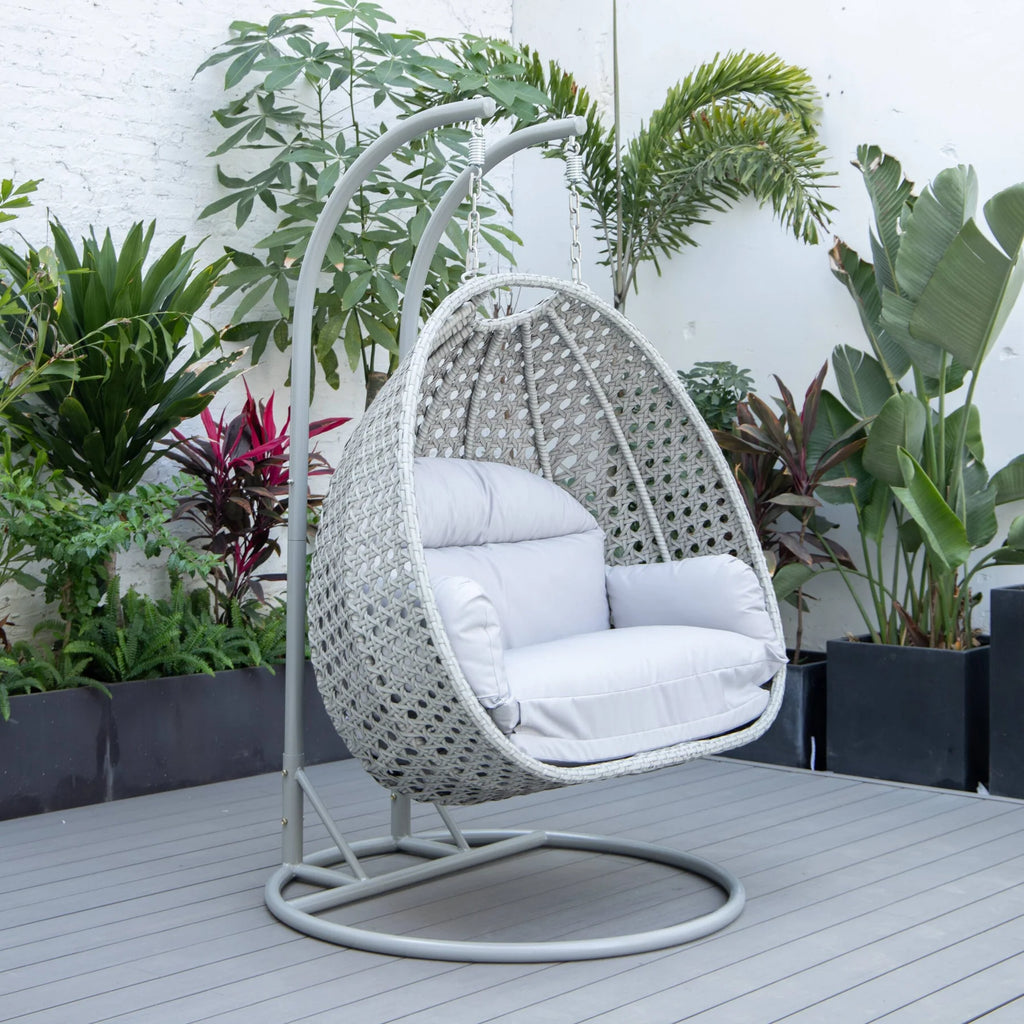Virasat Double Seater Hanging Swing With Stand For Balcony, Garden Swing (Silver)-VIRASAT FURNITURE & FURNISHING
