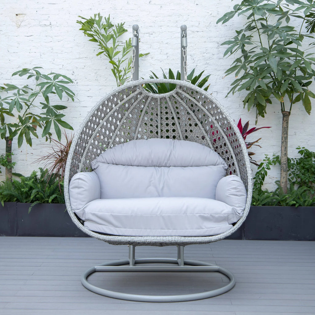 Virasat Double Seater Hanging Swing With Stand For Balcony, Garden Swing (Silver)-VIRASAT FURNITURE & FURNISHING