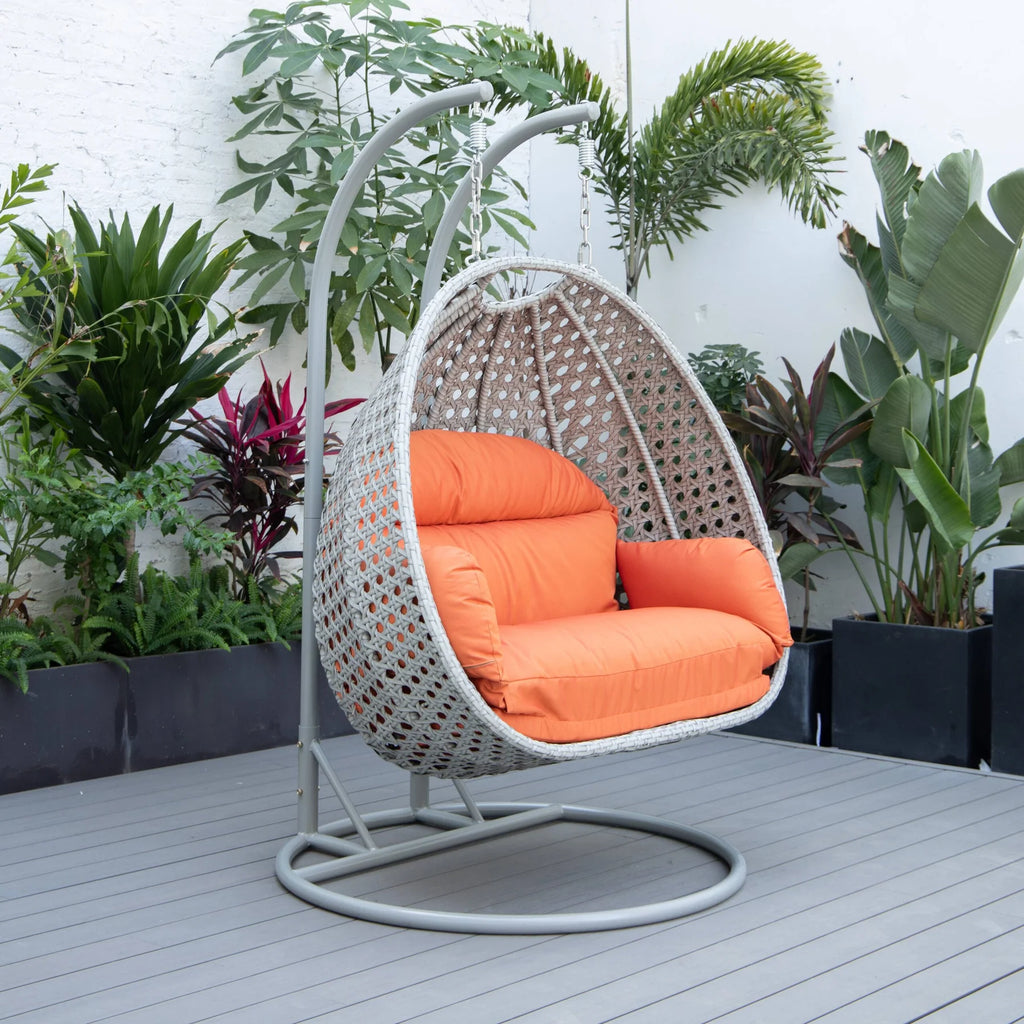 Virasat Double Seater Hanging Swing With Stand For Balcony, Garden Swing (Silver)-VIRASAT FURNITURE & FURNISHING