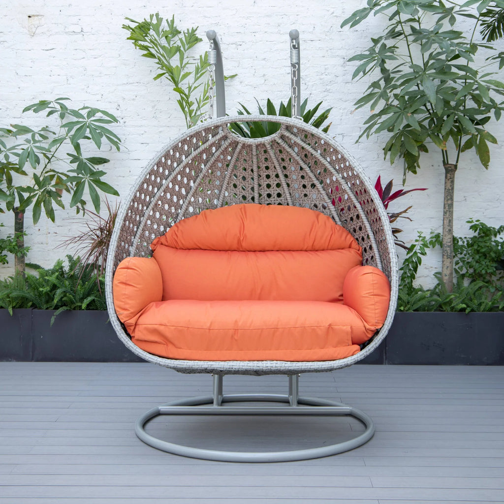 Virasat Double Seater Hanging Swing With Stand For Balcony, Garden Swing (Silver)-VIRASAT FURNITURE & FURNISHING