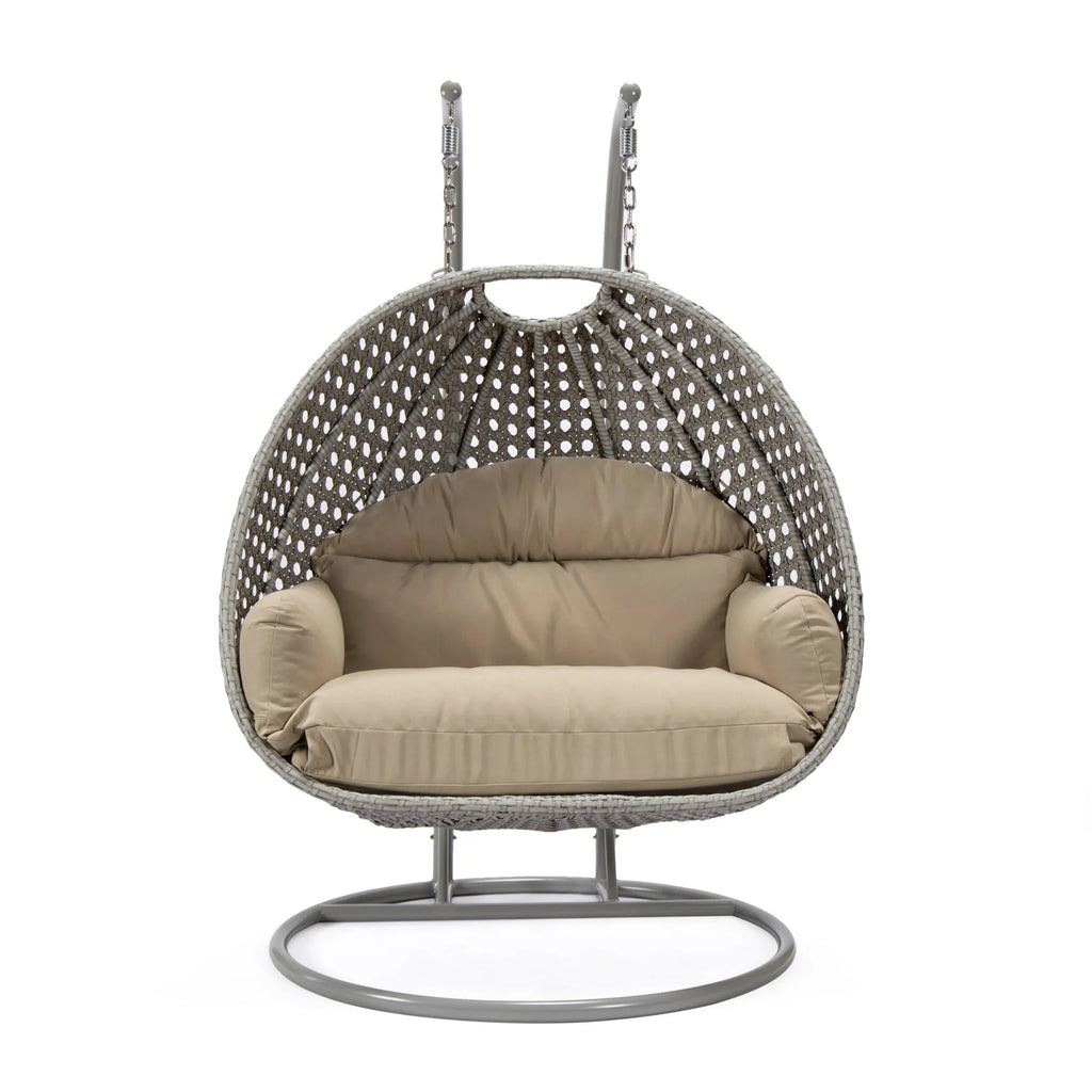 Virasat Double Seater Hanging Swing With Stand For Balcony, Garden Swing (Silver)-VIRASAT FURNITURE & FURNISHING