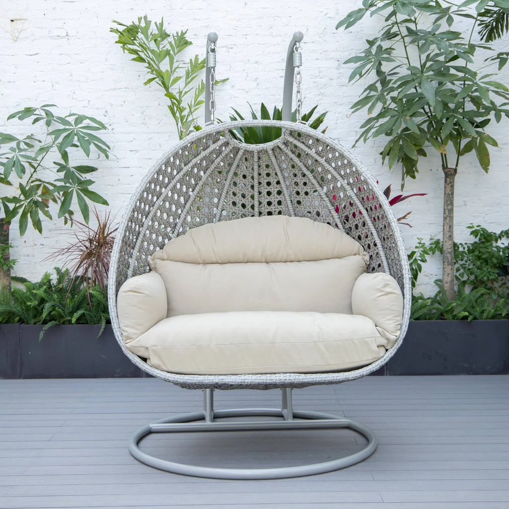 Virasat Double Seater Hanging Swing With Stand For Balcony, Garden Swing (Silver)