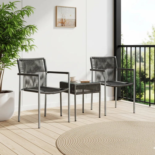 VIRASAT FURNITURE Outdoor Rope 3-Piece Patio Set (Grey)