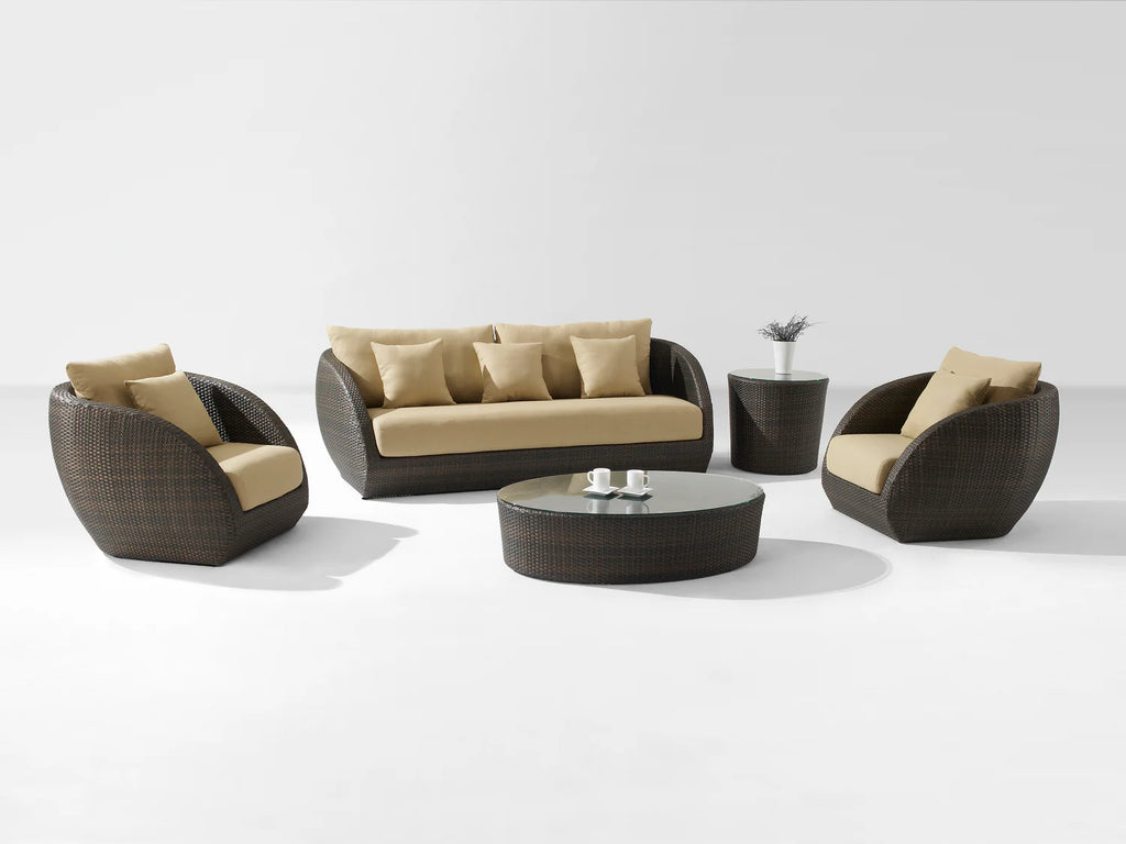 Virasat Outdoor Garden Balcony Sofa Set 2 Seater, 2 Single Seater and 1 Center Table With Side Table Set (Brown + Tan)-VIRASAT FURNITURE & FURNISHING