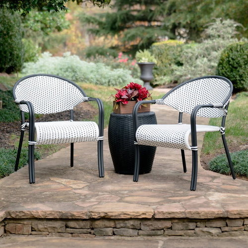 Virasat Outdoor Patio Seating Set 2 Chairs and 1 Table Set (Black + White)-VIRASAT FURNITURE & FURNISHING
