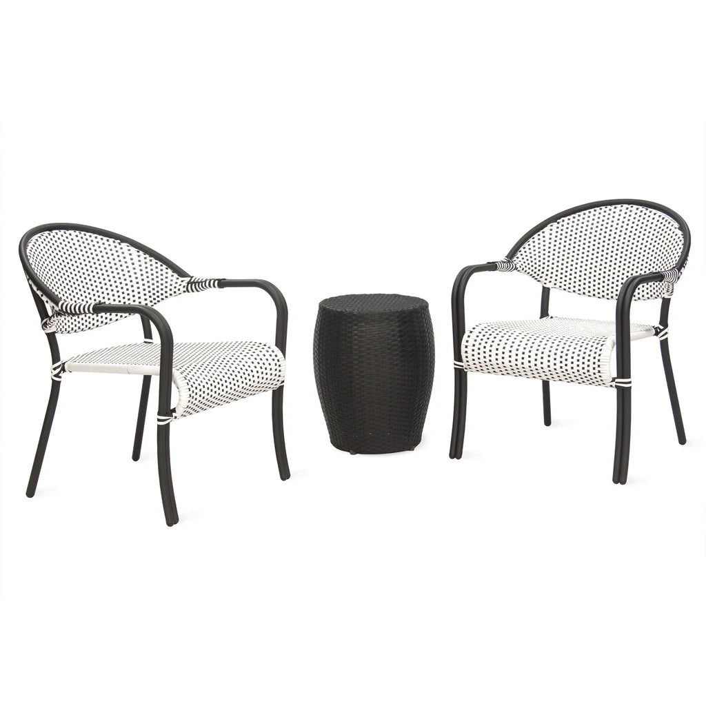 Virasat Outdoor Patio Seating Set 2 Chairs and 1 Table Set (Black + White)-VIRASAT FURNITURE & FURNISHING