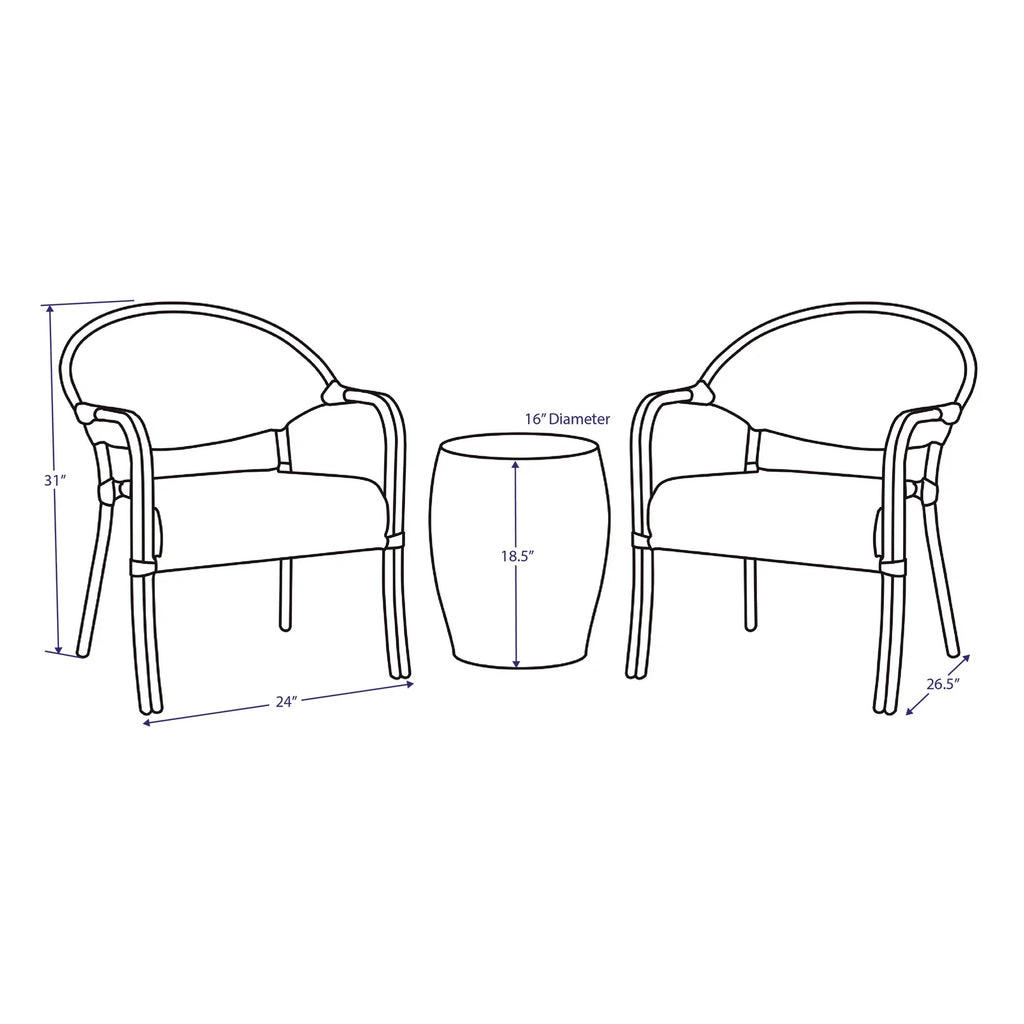 Virasat Outdoor Patio Seating Set 2 Chairs and 1 Table Set (Black + White)-VIRASAT FURNITURE & FURNISHING