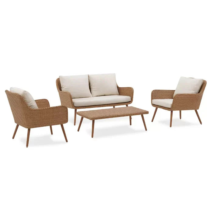 Virasat Outdoor Sofa Set: 2-Seater, 2 Single Seats & Center Table (Brown + Beige)