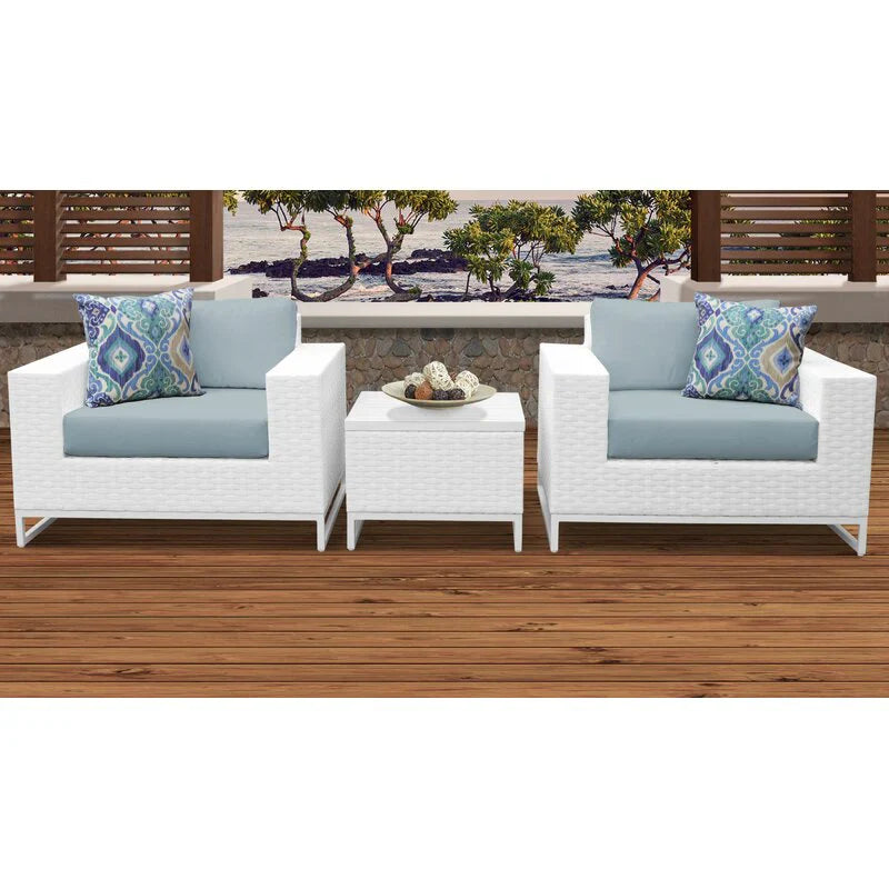 Virasat Outdoor Sofa Set 2 Single seater and 1 Center Table (White + Light Blue)-VIRASAT FURNITURE & FURNISHING