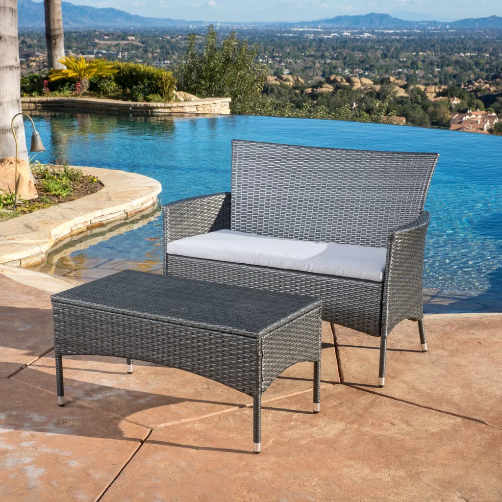 Virasat Outdoor 2 seater Sofa and 1 Center Table (Dark Grey + White)-VIRASAT FURNITURE & FURNISHING