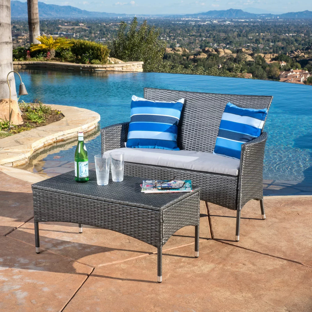 Virasat Outdoor 2 seater Sofa and 1 Center Table (Dark Grey + White)-VIRASAT FURNITURE & FURNISHING