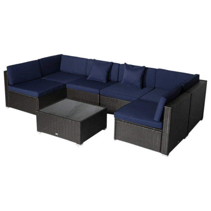 Virasat  Outdoor Patio Sofa Set 6 seater and 1 Center Table (Black)-VIRASAT FURNITURE & FURNISHING