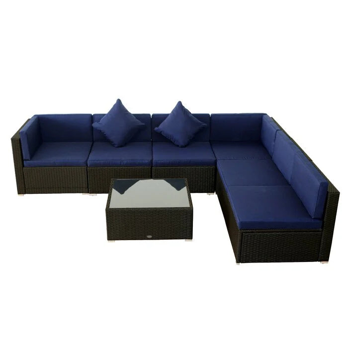 Virasat  Outdoor Patio Sofa Set 6 seater and 1 Center Table (Black)-VIRASAT FURNITURE & FURNISHING