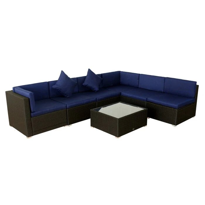 Virasat  Outdoor Patio Sofa Set 6 seater and 1 Center Table (Black)-VIRASAT FURNITURE & FURNISHING