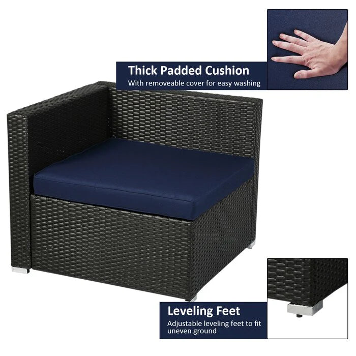 Virasat  Outdoor Patio Sofa Set 6 seater and 1 Center Table (Black)-VIRASAT FURNITURE & FURNISHING
