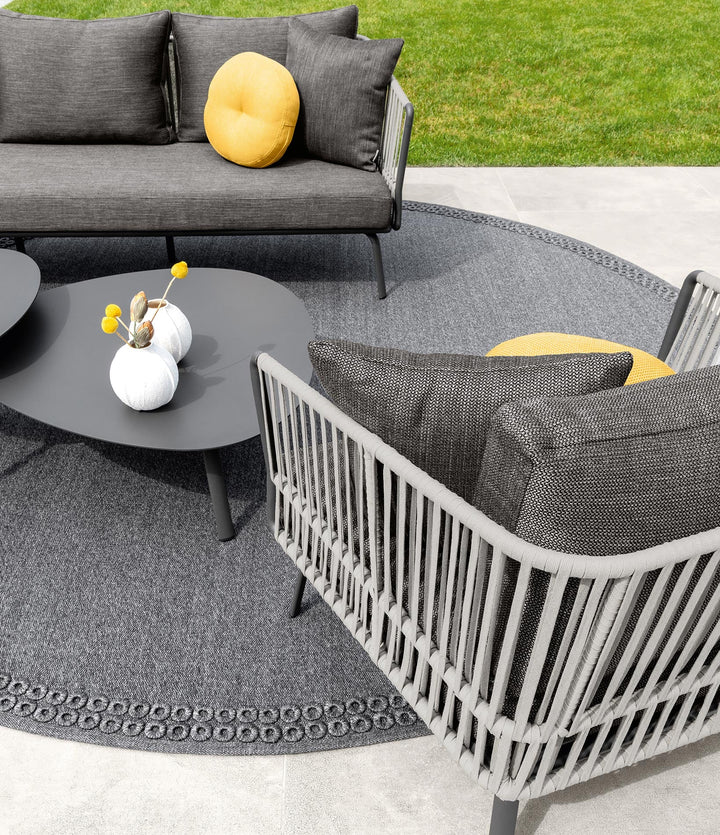 Virasat Kosta Outdoor Garden Balcony Sofa Set 2 Seater, Single seater and 2 Center Table Set, Braided & Rope (Dark Grey)