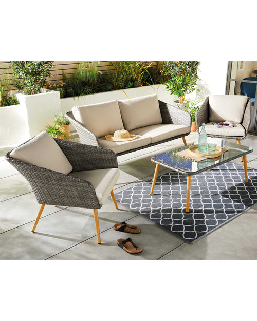 Virasat Outdoor Garden Balcony Sofa Set 2 Seater, 2 Single Seater and 1 Center Table Set (Gray + Beige)-VIRASAT FURNITURE & FURNISHING