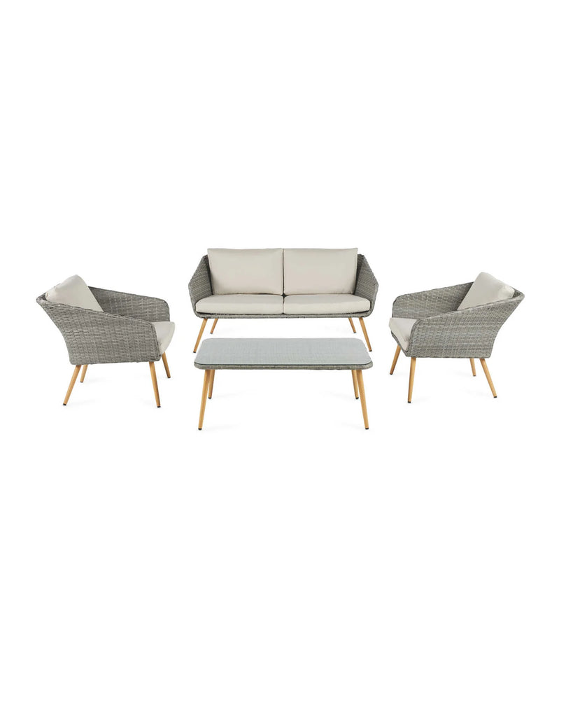 Virasat Outdoor Garden Balcony Sofa Set 2 Seater, 2 Single Seater and 1 Center Table Set (Gray + Beige)-VIRASAT FURNITURE & FURNISHING