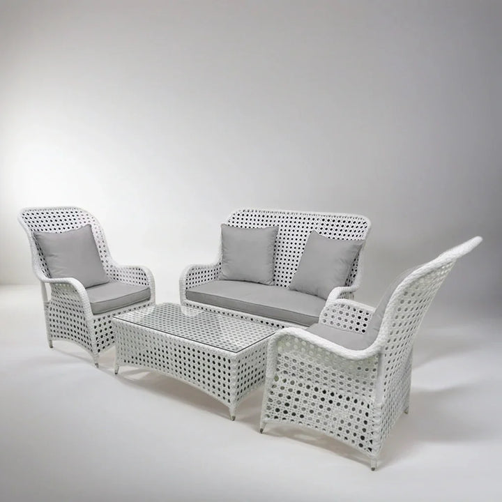 Virasat Cruzita Outdoor Sofa Set 2 Seater, 2 Single seater and 1 Center Table (White)