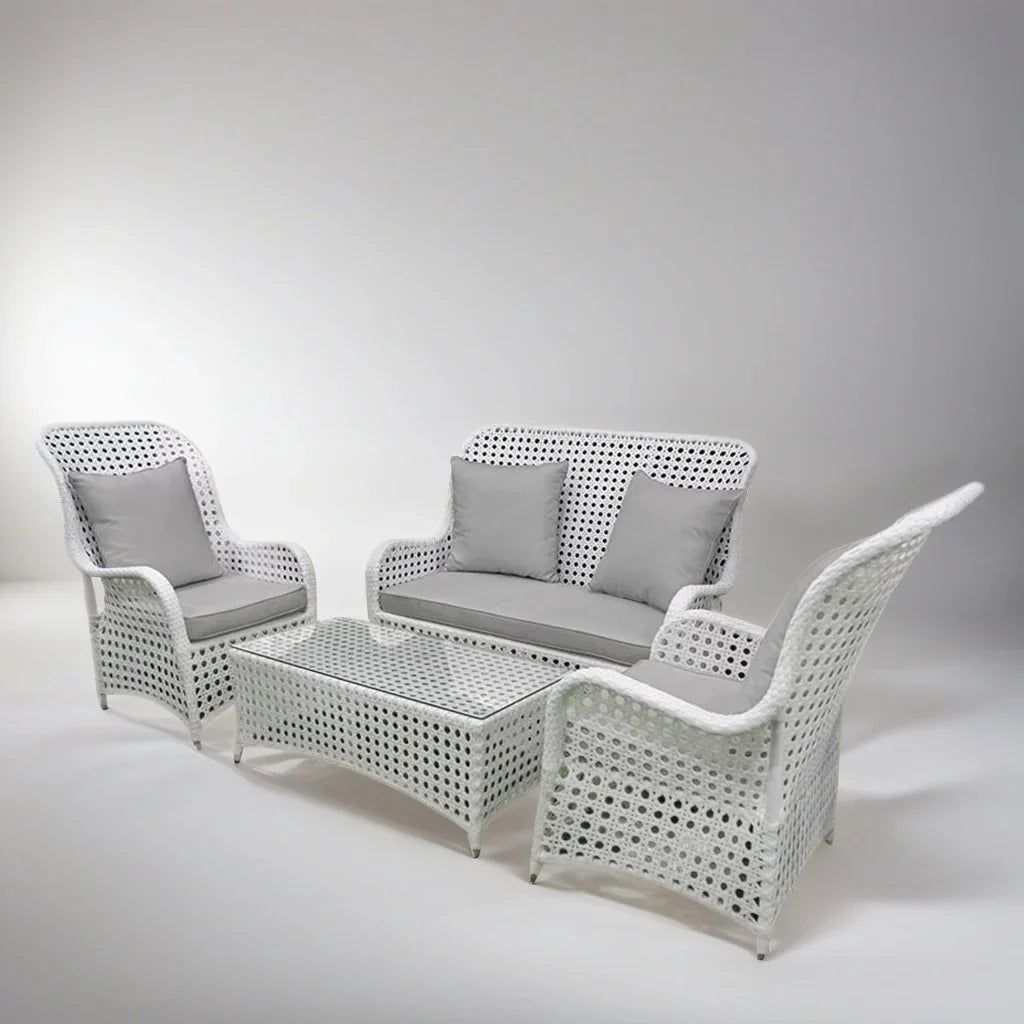 Virasat Outdoor Sofa Set 2 Seater, 2 Single Seater and 1 Center Table (White)-VIRASAT FURNITURE & FURNISHING