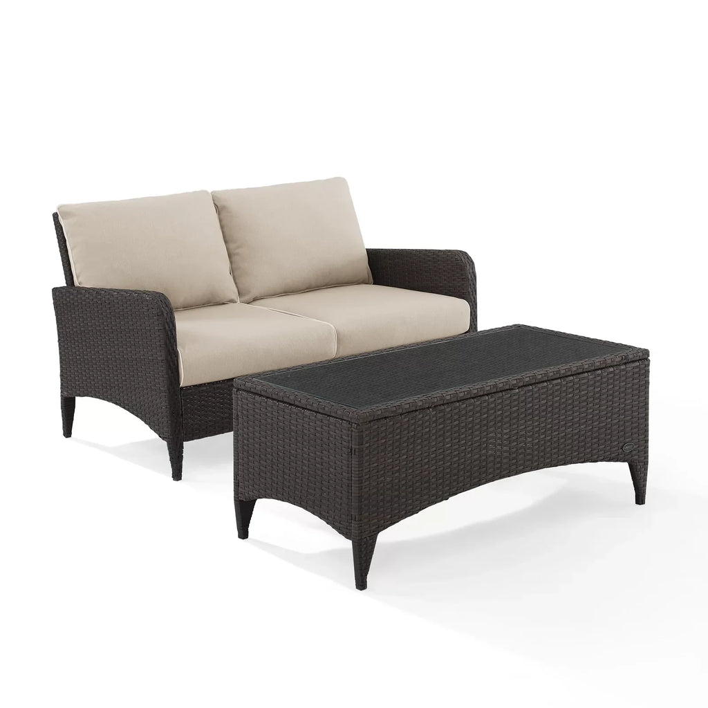 Virasat Outdoor 2 seater Sofa and 1 Center Table (Brown + Beige)-VIRASAT FURNITURE & FURNISHING