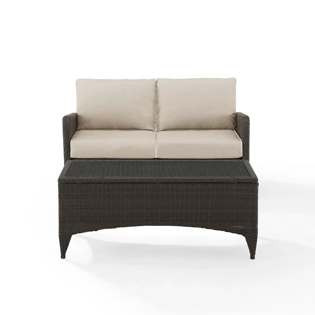 Virasat Outdoor 2 seater Sofa and 1 Center Table (Brown + Beige)-VIRASAT FURNITURE & FURNISHING