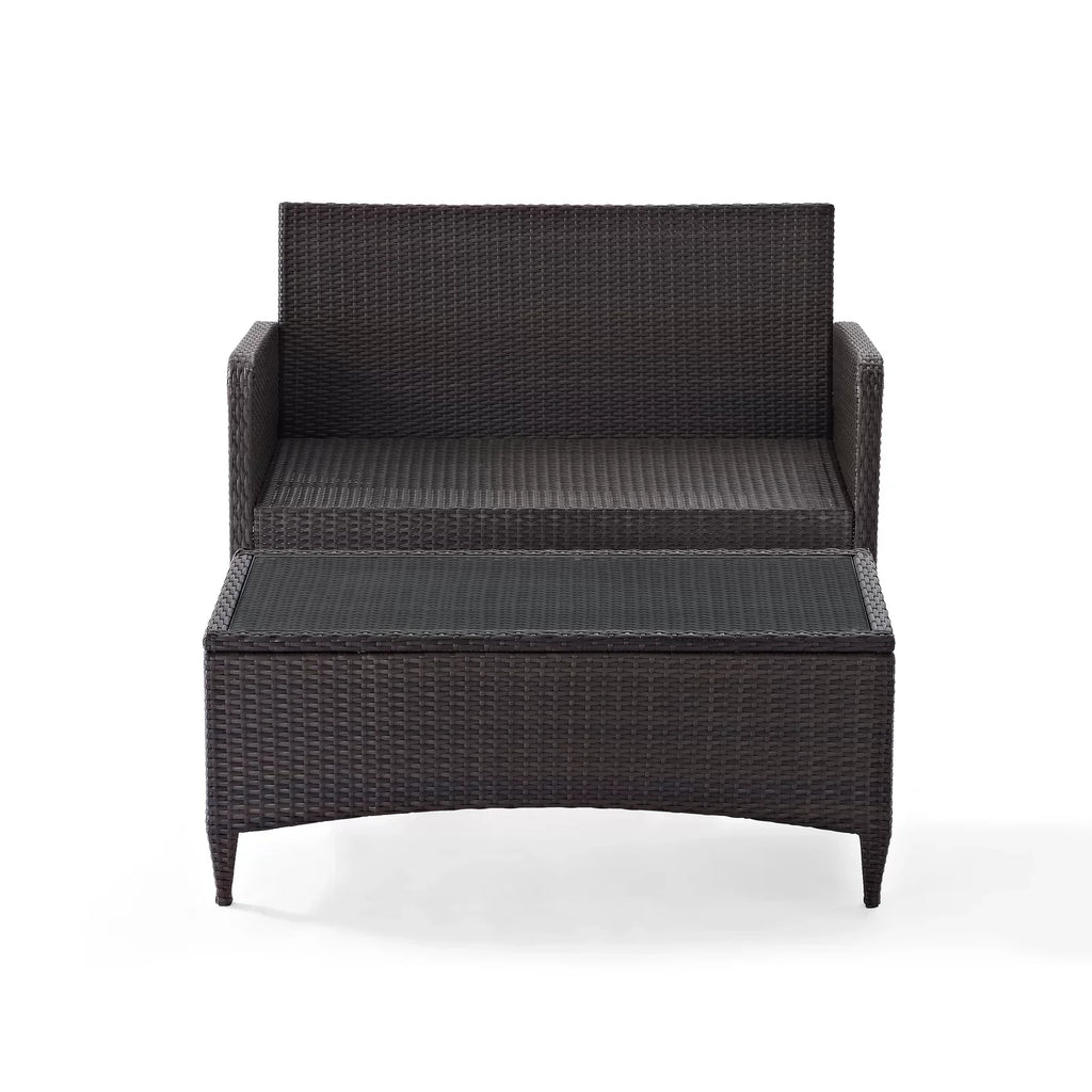 Virasat Outdoor 2 seater Sofa and 1 Center Table (Dark Brown + Red)-VIRASAT FURNITURE & FURNISHING