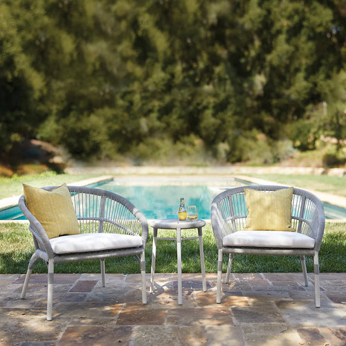 Virasat Outdoor Patio Seating Set 2 Chairs and 1 Table Set (Silver + White) Braided & Rope-VIRASAT FURNITURE & FURNISHING