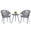 Virasat Outdoor Patio Seating Set 2 Chairs and 1 Table Set (Grey) Braided & Rope-VIRASAT FURNITURE & FURNISHING