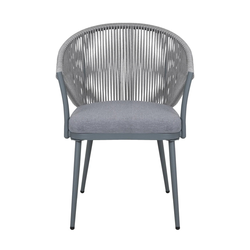 Virasat Outdoor Patio Seating Set 2 Chairs and 1 Table Set (Grey) Braided & Rope-VIRASAT FURNITURE & FURNISHING