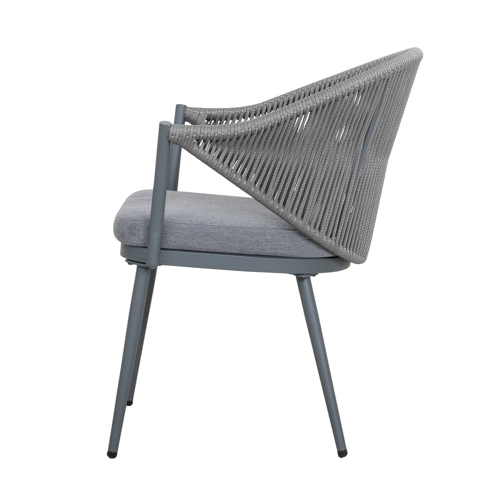 Virasat Outdoor Patio Seating Set 2 Chairs and 1 Table Set (Grey) Braided & Rope-VIRASAT FURNITURE & FURNISHING