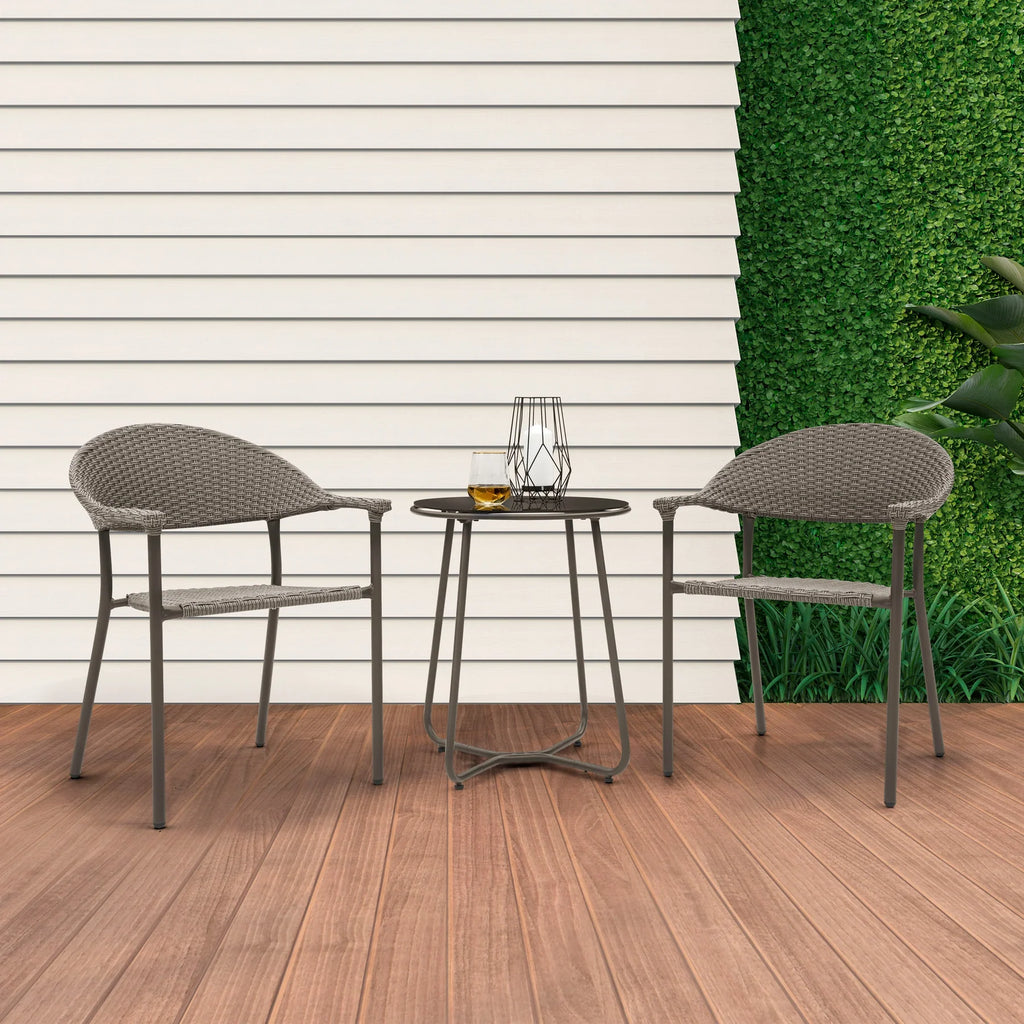Virasat Outdoor Patio Seating Set 2 Chairs and 1 Table Set (Brown)-VIRASAT FURNITURE & FURNISHING