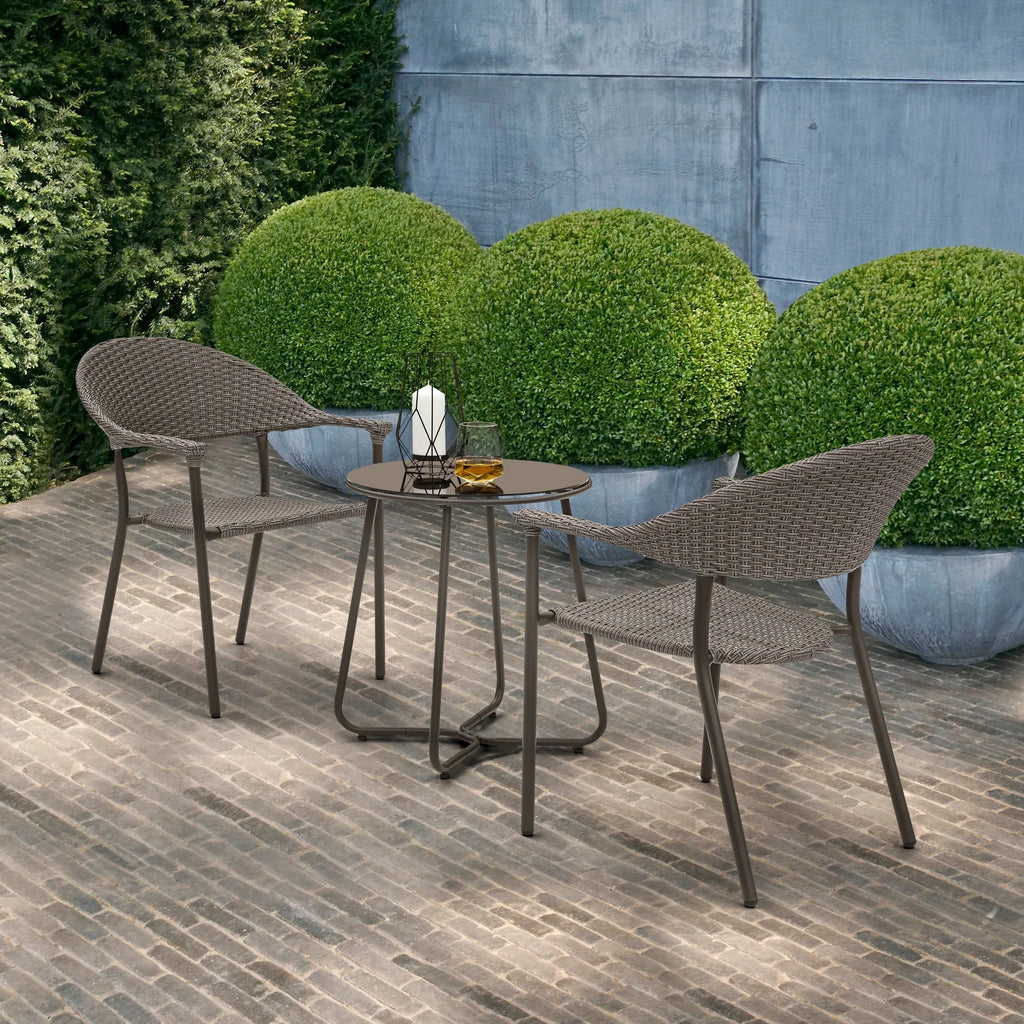 Virasat Outdoor Patio Seating Set 2 Chairs and 1 Table Set (Brown)-VIRASAT FURNITURE & FURNISHING