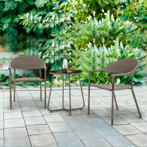 Virasat Outdoor Patio Seating Set 2 Chairs and 1 Table Set (Brown)-VIRASAT FURNITURE & FURNISHING