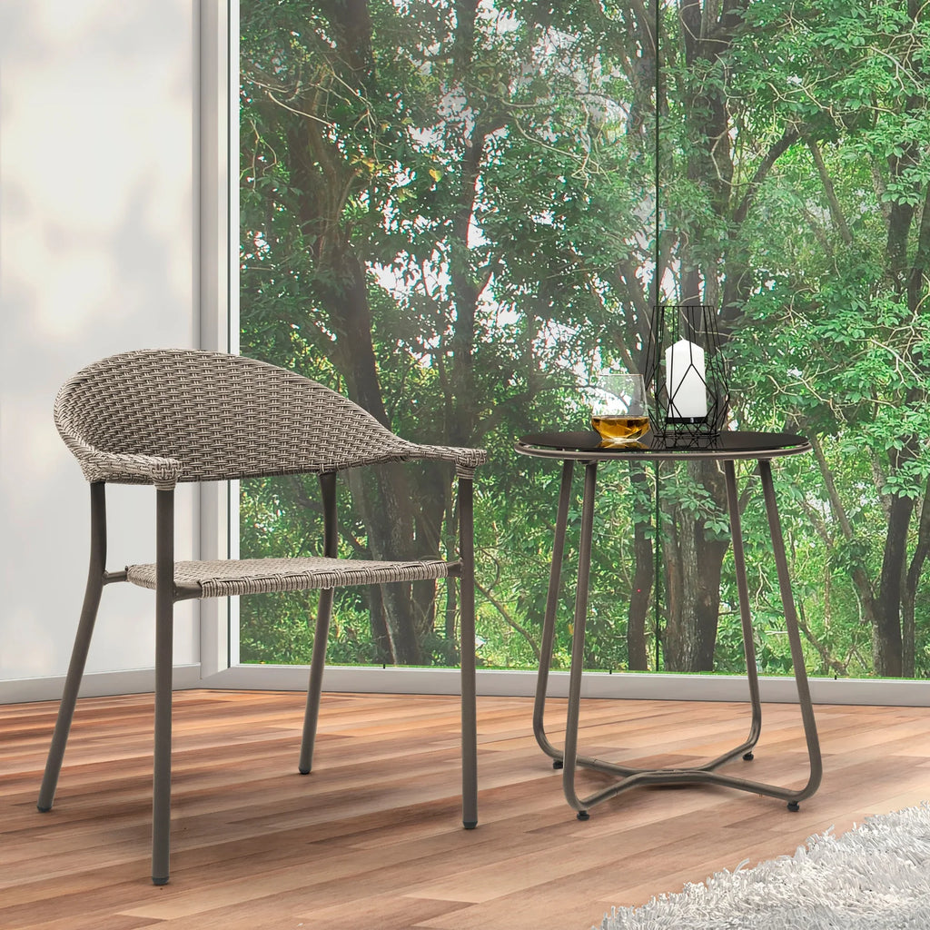 Virasat Outdoor Patio Seating Set 2 Chairs and 1 Table Set (Brown)-VIRASAT FURNITURE & FURNISHING