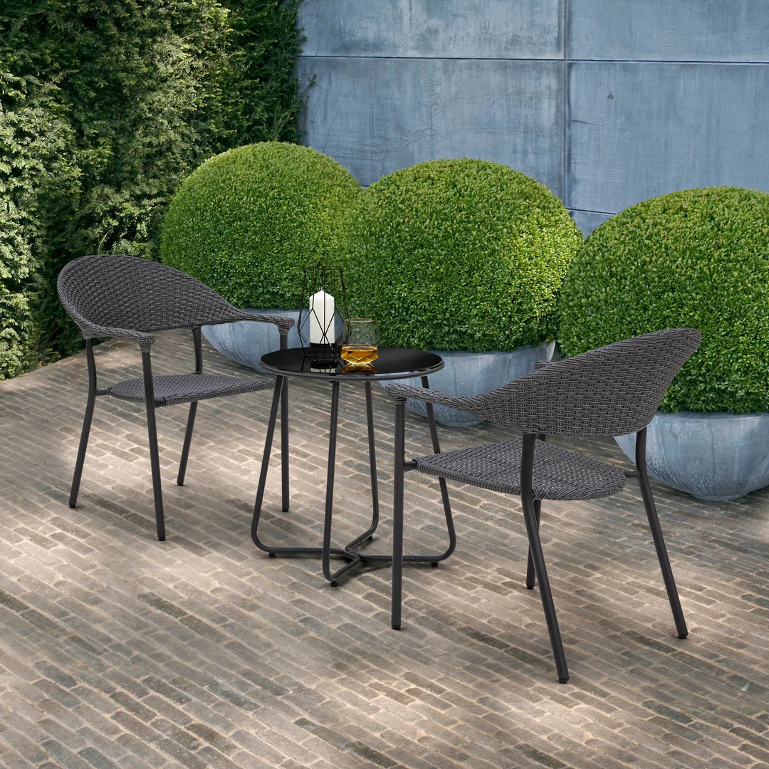 Virasat Topia Outdoor Patio Seating Set 2 Chairs and 1 Table Set (Dark Grey)