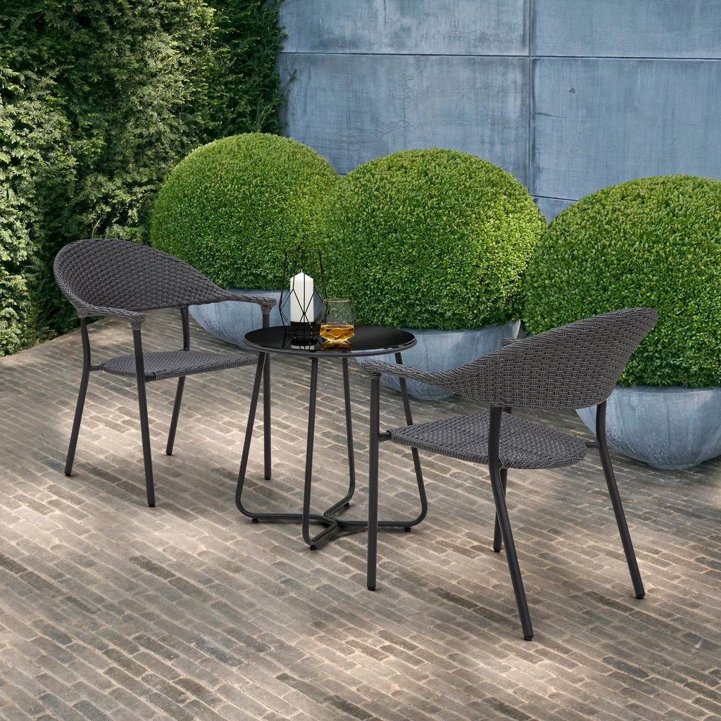 Virasat Outdoor Patio Seating Set 2 Chairs and 1 Table Set (Dark Grey)-VIRASAT FURNITURE & FURNISHING