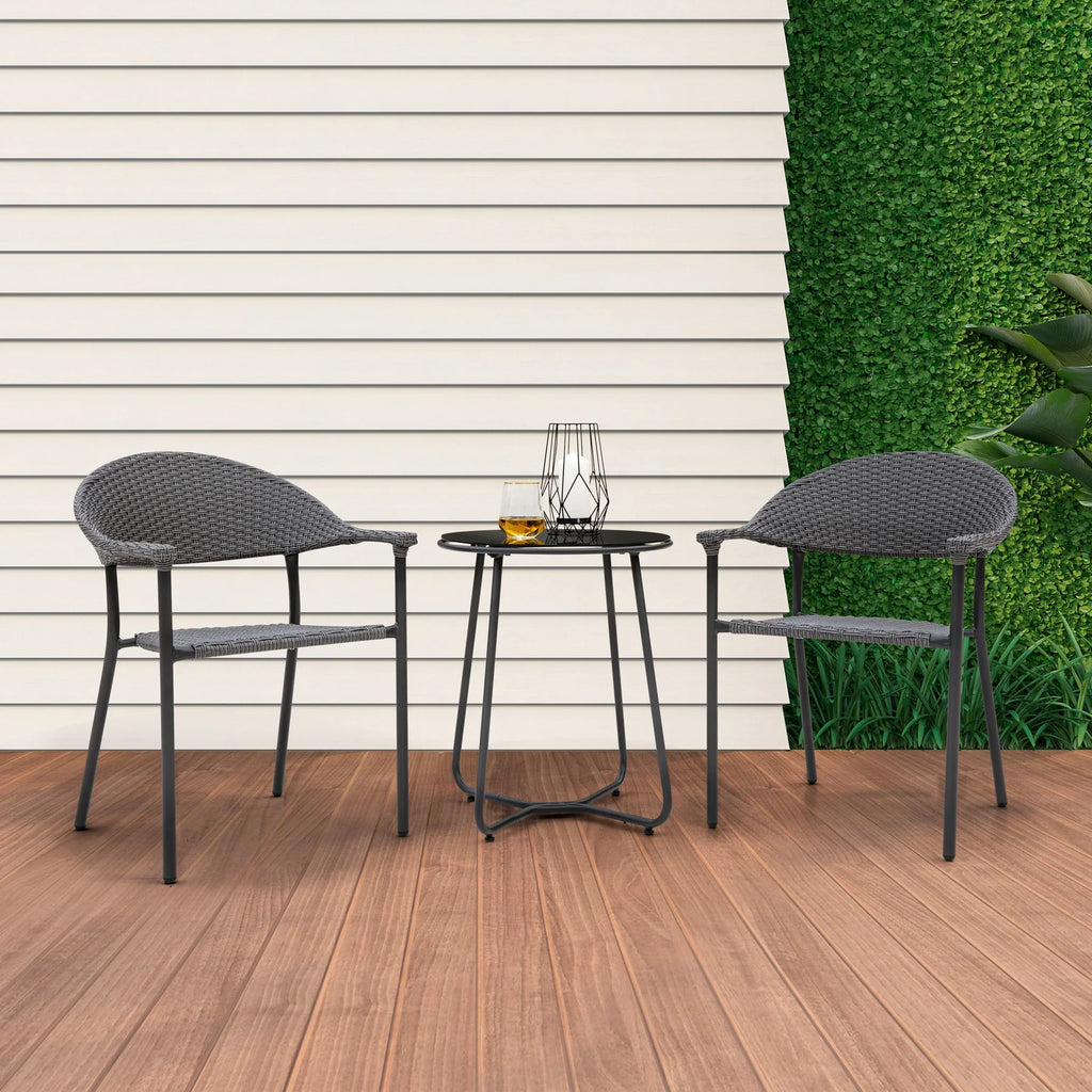 Virasat Outdoor Patio Seating Set 2 Chairs and 1 Table Set (Dark Grey)-VIRASAT FURNITURE & FURNISHING