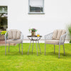 Virasat Outdoor Patio Seating Set 2 Chairs and 1 Table Set (Silver + Beige) Braided & Rope-VIRASAT FURNITURE & FURNISHING