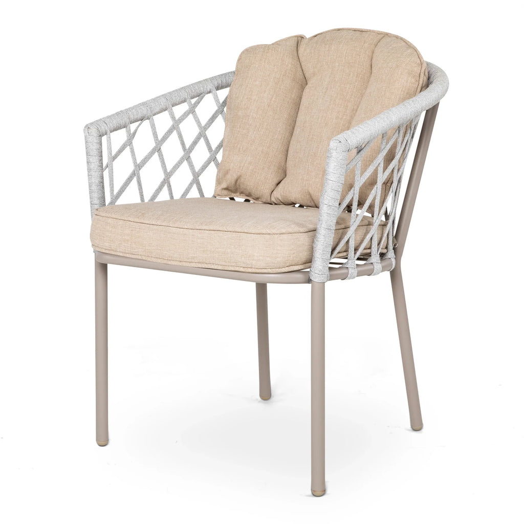 Virasat Outdoor Patio Seating Set 2 Chairs and 1 Table Set (Silver + Beige) Braided & Rope-VIRASAT FURNITURE & FURNISHING