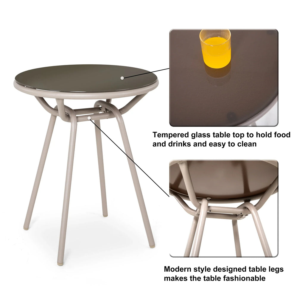 Virasat Outdoor Patio Seating Set 2 Chairs and 1 Table Set (Silver + Beige) Braided & Rope-VIRASAT FURNITURE & FURNISHING