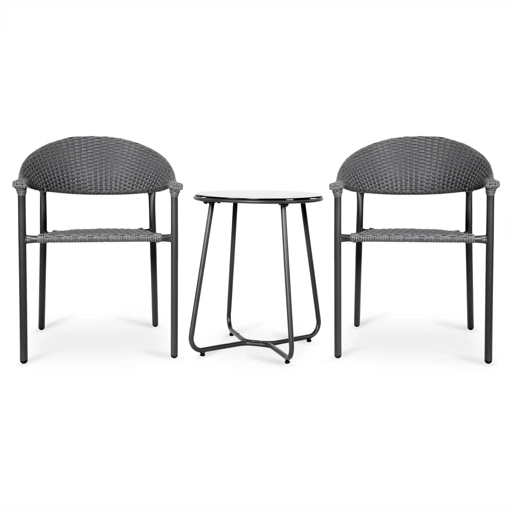 Virasat Outdoor Patio Seating Set 2 Chairs and 1 Table Set (Dark Grey)-VIRASAT FURNITURE & FURNISHING
