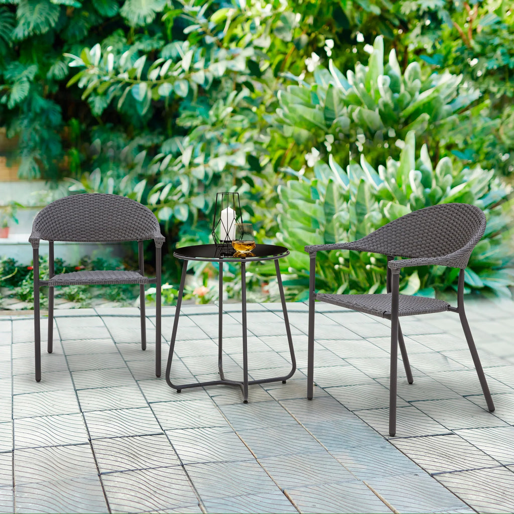 Virasat Outdoor Patio Seating Set 2 Chairs and 1 Table Set (Dark Grey)-VIRASAT FURNITURE & FURNISHING