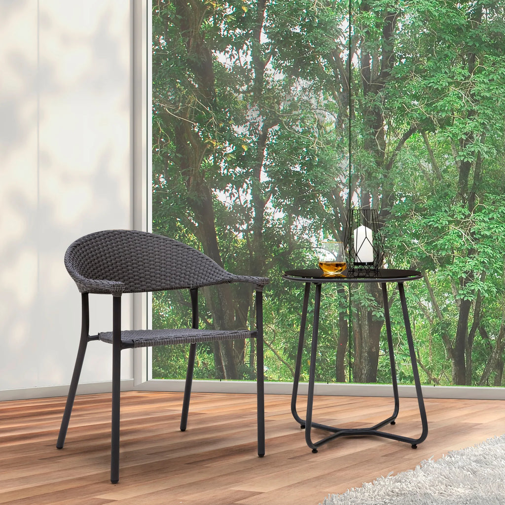 Virasat Outdoor Patio Seating Set 2 Chairs and 1 Table Set (Dark Grey)-VIRASAT FURNITURE & FURNISHING