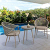 Detect Outdoor Patio Seating Set 2 Chairs and 1 Table Set (Grey) Braided & Rope