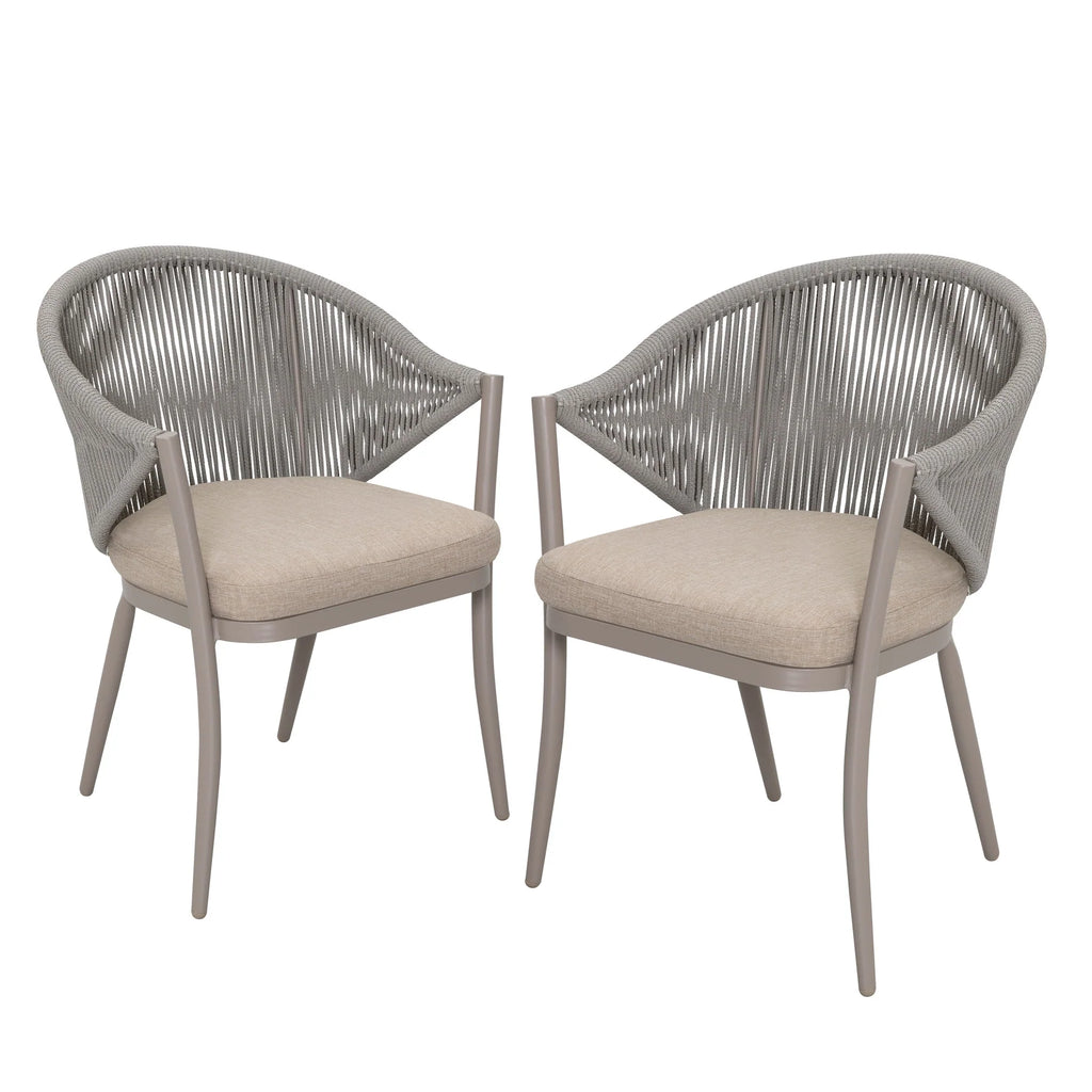 Virasat Outdoor Patio Seating Set 2 Chairs and 1 Table Set (Grey) Braided & Rope-VIRASAT FURNITURE & FURNISHING