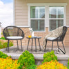 VIRASAT FURNITURE VOLTA OUTDOOR PATIO SEATING SET 2 CHAIRS AND 1 TABLE SET (BLACK) BRAIDED & ROPE