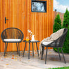 VIRASAT FURNITURE VOLTA OUTDOOR PATIO SEATING SET 2 CHAIRS AND 1 TABLE SET (BLACK) BRAIDED & ROPE