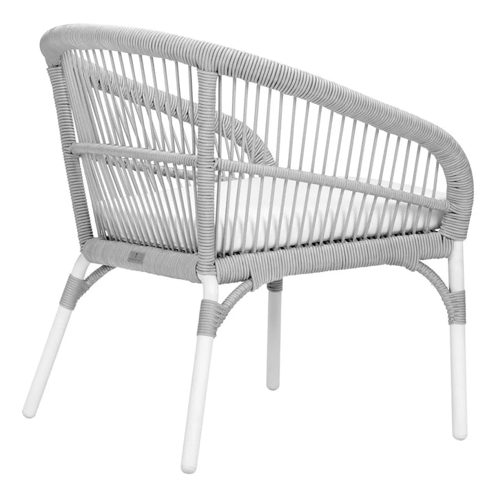 Virasat Scry Outdoor Patio Seating Set 2 Chairs and 1 Table Set (Silver + White) Braided & Rope