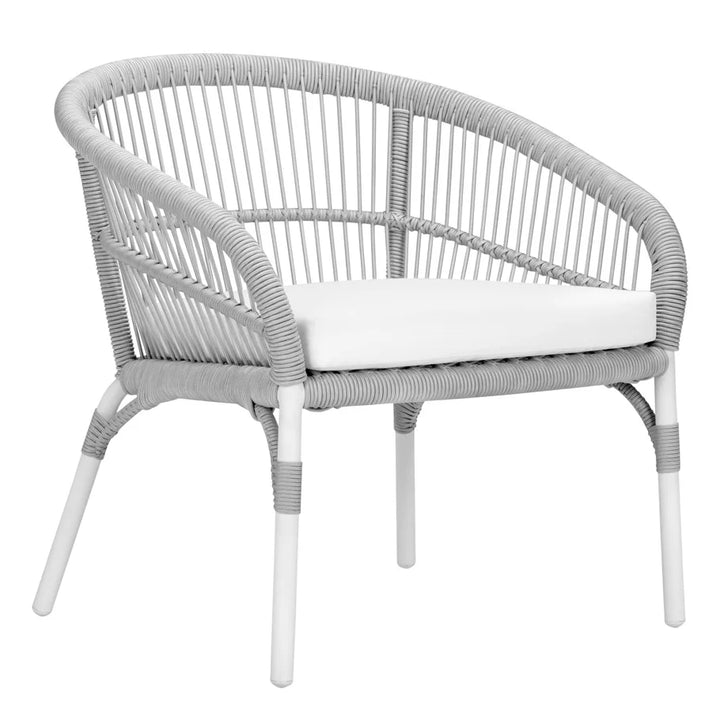 Virasat Scry Outdoor Patio Seating Set 2 Chairs and 1 Table Set (Silver + White) Braided & Rope